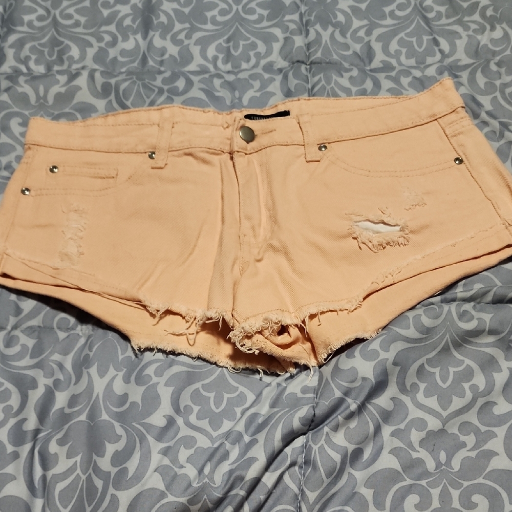 Peach Distressed Women's Shorts